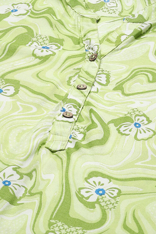 Lime Green LIVA Straight Kurta image number 2